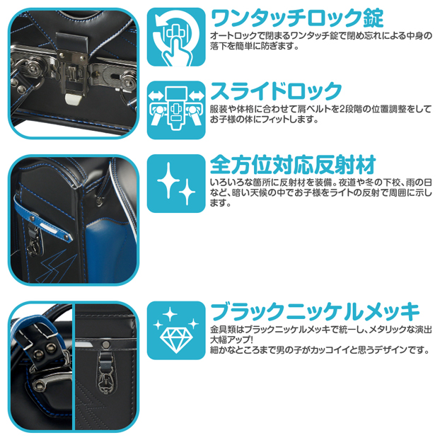 あんふぁんモデルスポーツエディションレジェンドブラック/ステッチゴールド男の子AFSE690D-2 素材デザイン